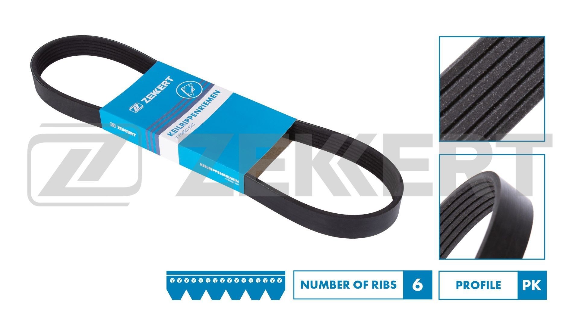 ZEKKERT KR-6PK1080 Serpentine belt 1080mm, 6, EPDM (ethylene propylene diene Monomer (M-class) rubber)
