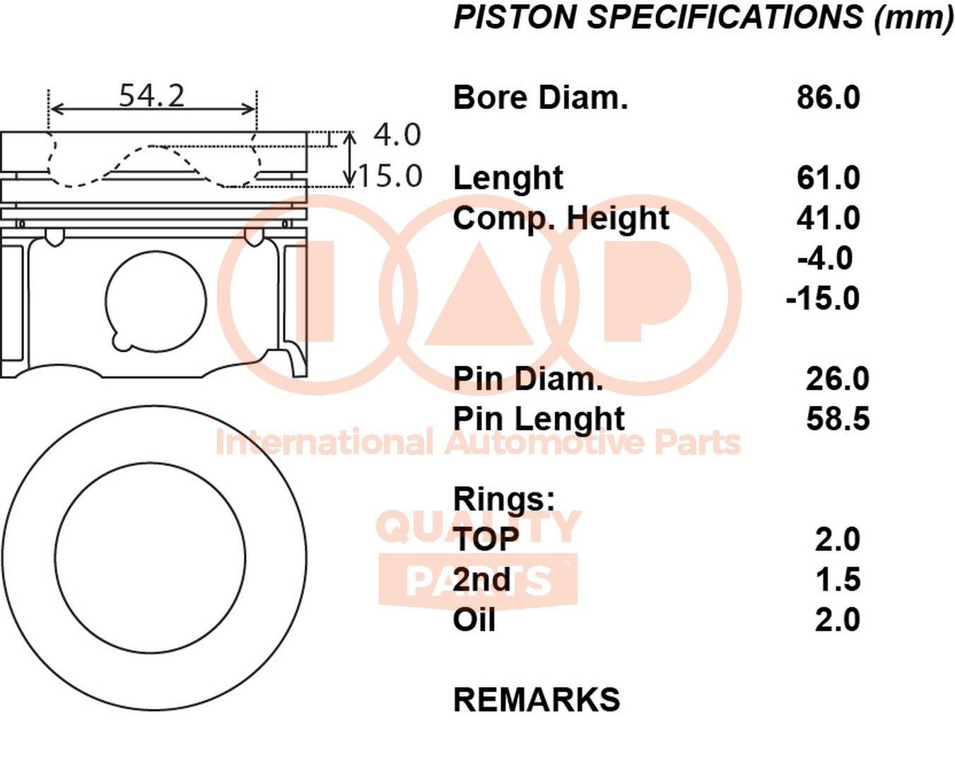 IAP QUALITY PARTS 100-11110 Piston MAZDA MX-6 1990 in original quality