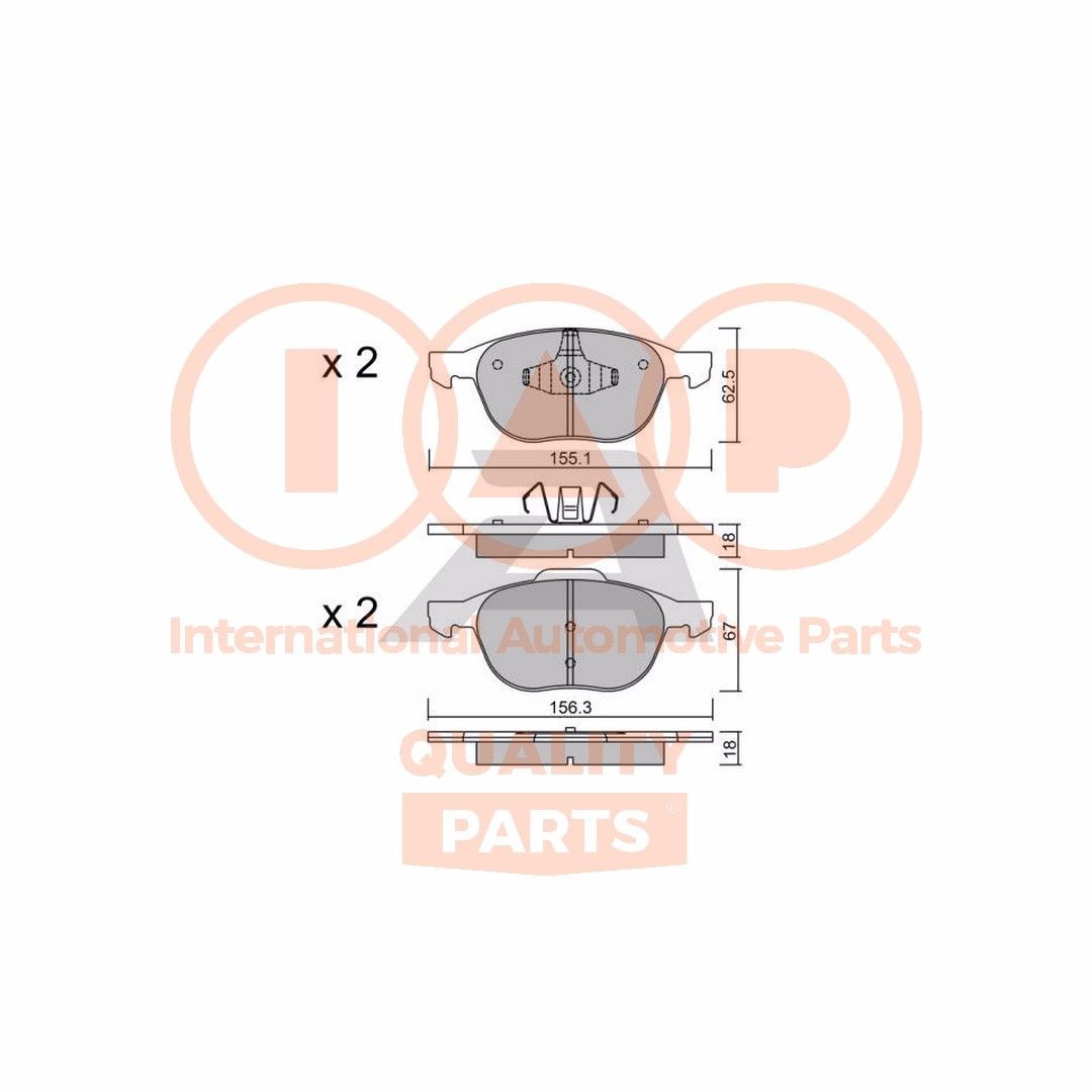 Original IAP QUALITY PARTS Brake pad kit 704-11027P for MAZDA 5