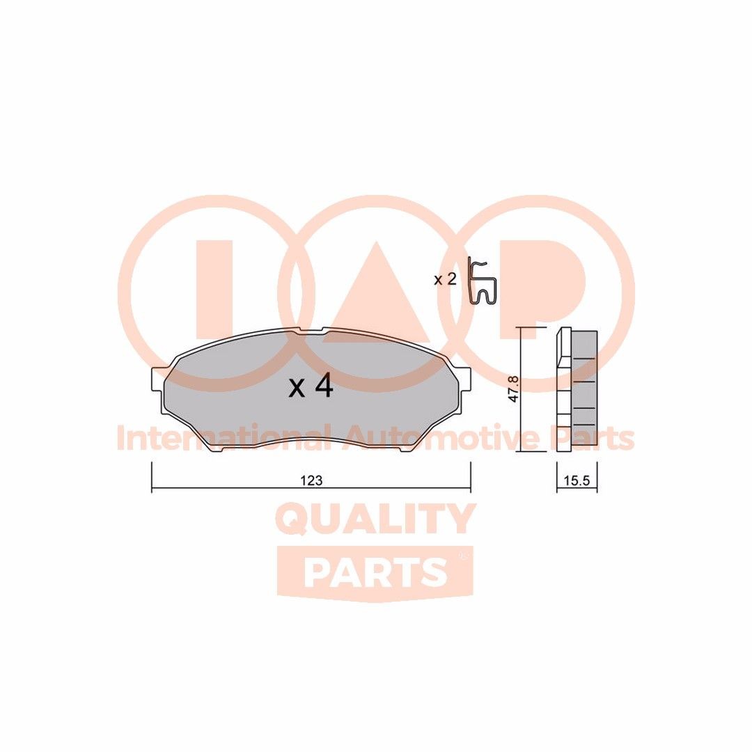 IAP QUALITY PARTS Front Axle Height 1: 47,8mm, Width 1: 123mm, Thickness 1: 15,5mm Brake pads 704-12035P buy