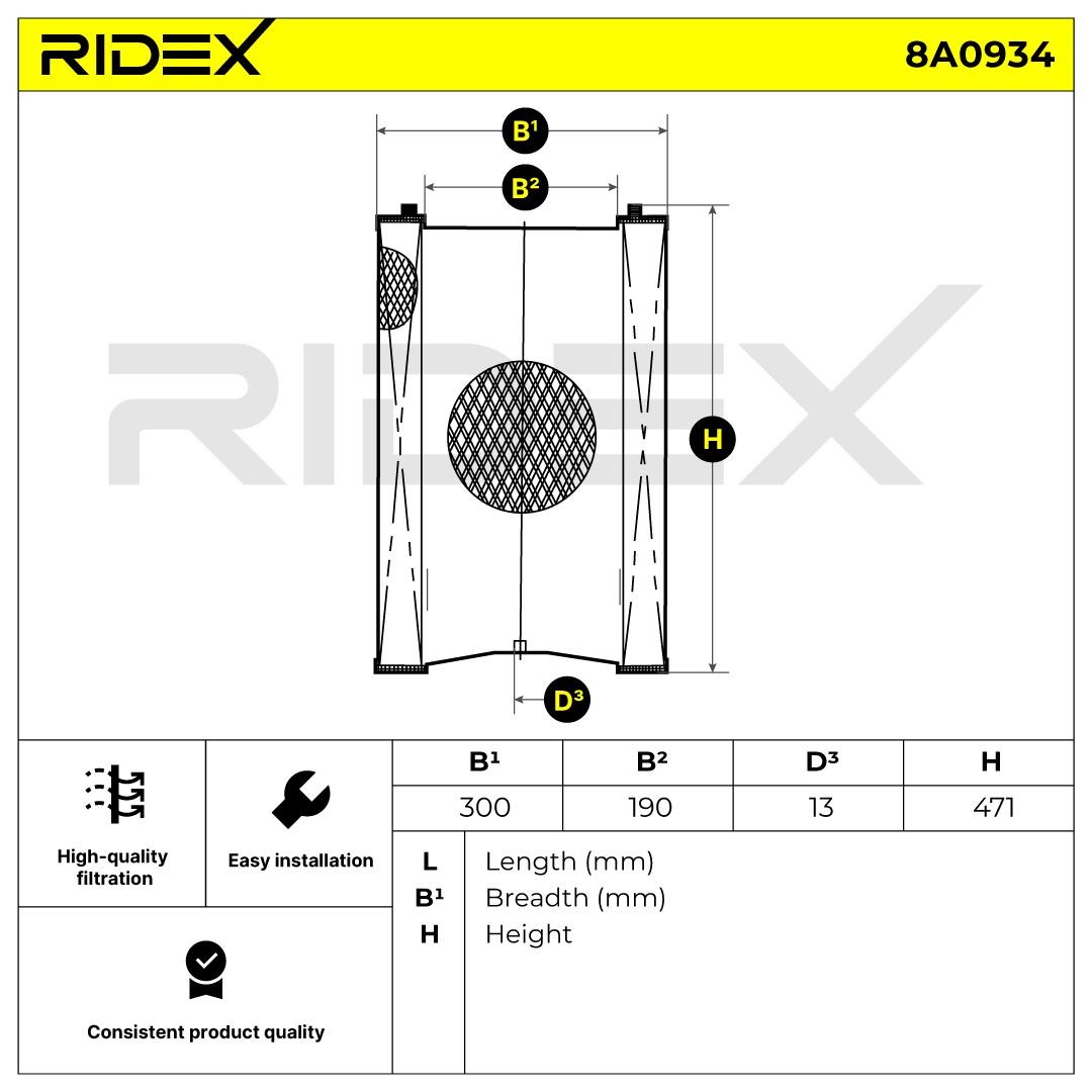 RIDEX Engine filter 8A0934 buy online