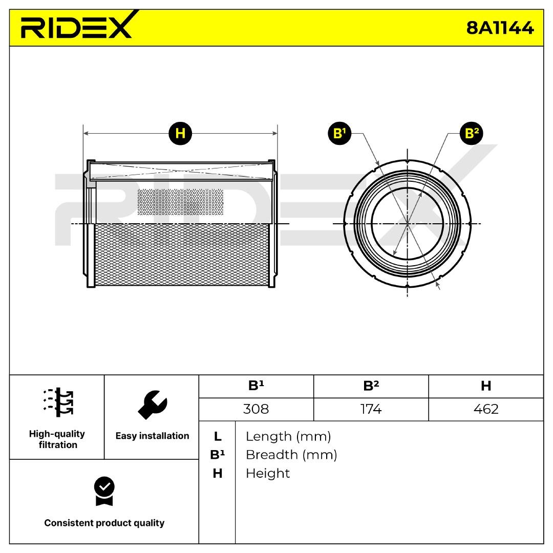 OEM-quality RIDEX 8A1144 Engine filter