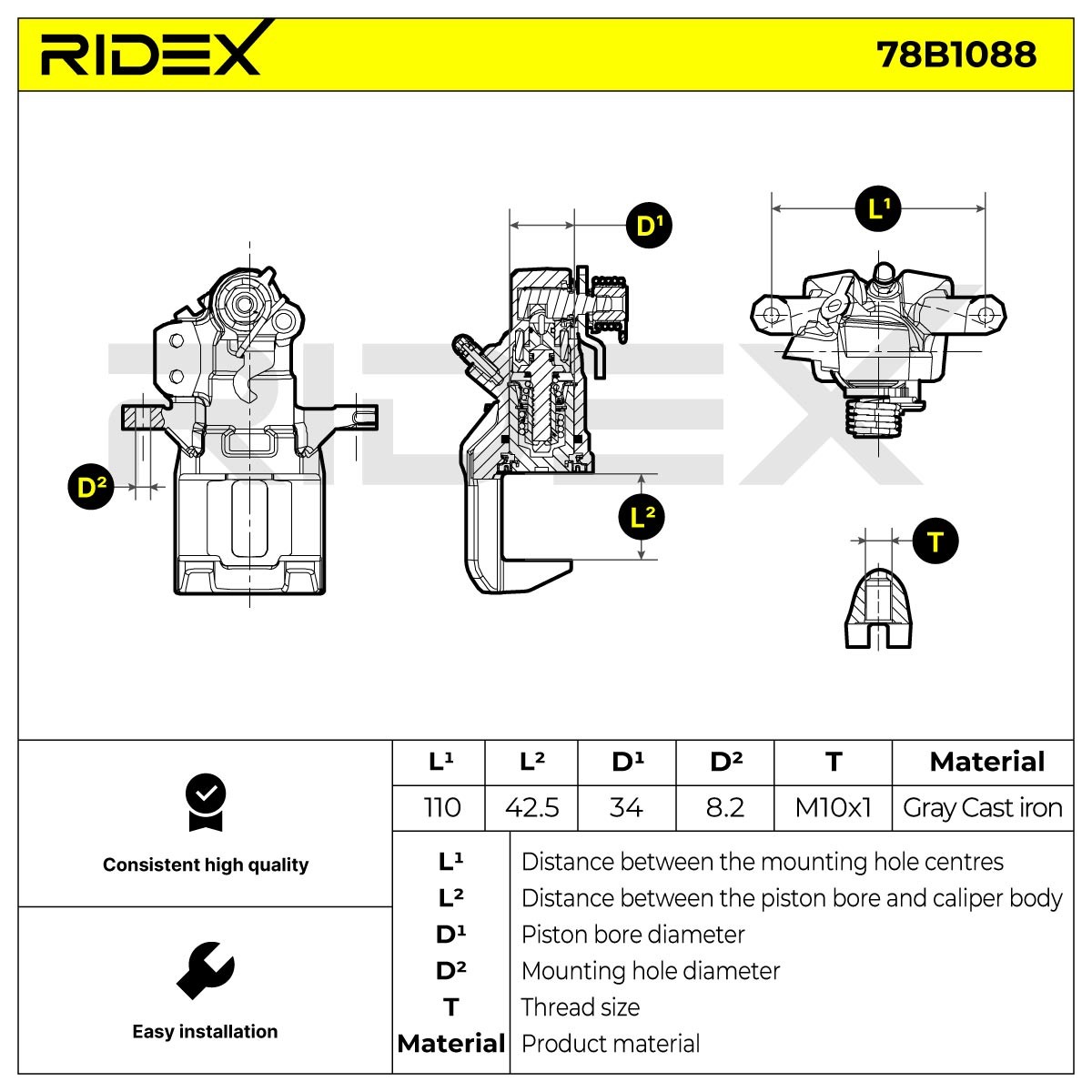 OEM-quality RIDEX 78B1088 Brake caliper