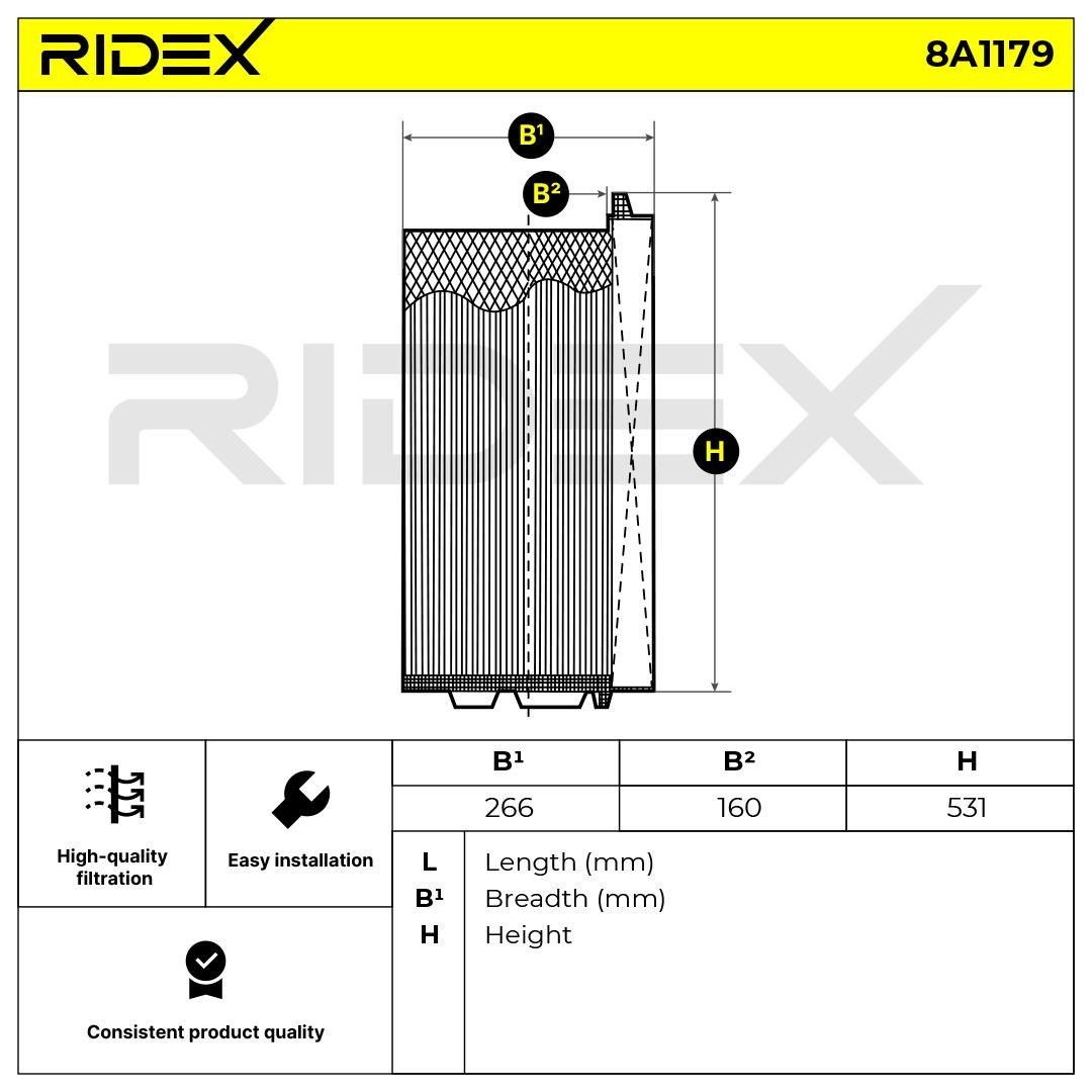 OEM-quality RIDEX 8A1179 Engine filter