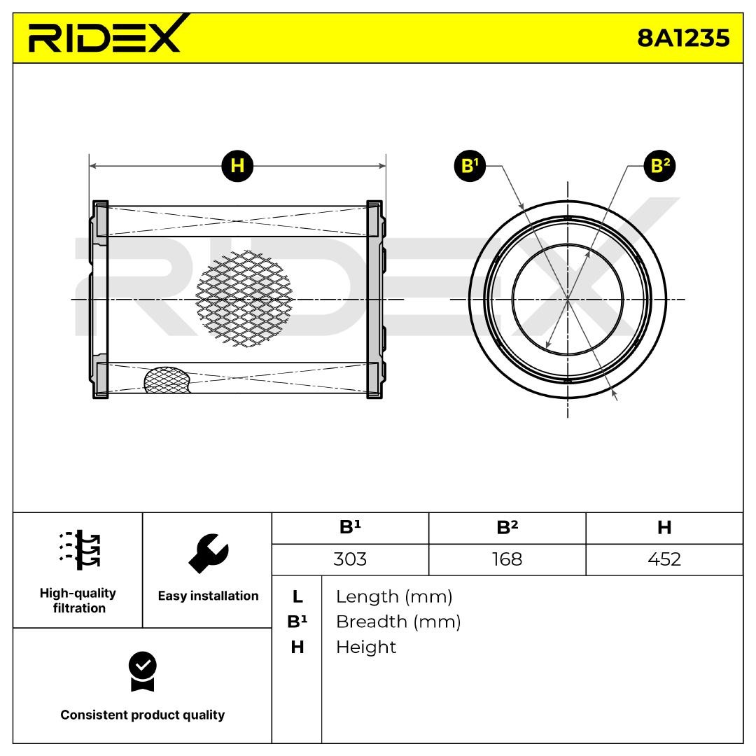 RIDEX Engine filter 8A1235 buy online