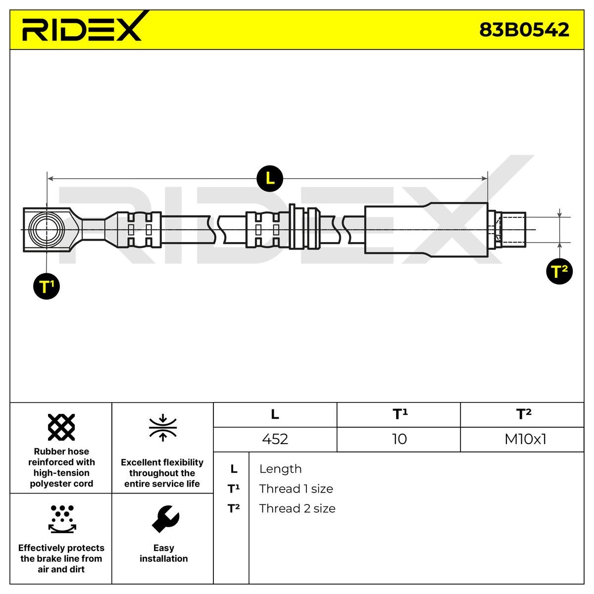 RIDEX Brake hoses 83B0542