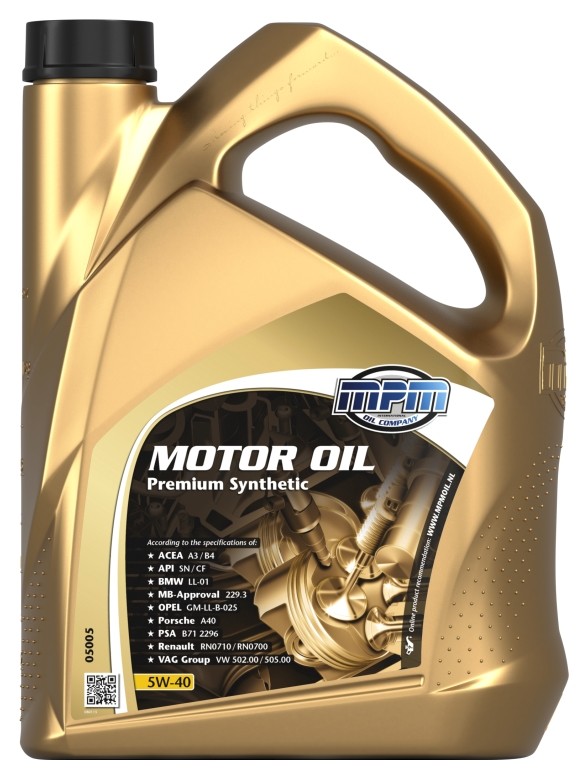 Buy Motor oil MPM petrol 05005 PREMIUM SYNTHETIC 5W-40, 5l, Synthetic Oil