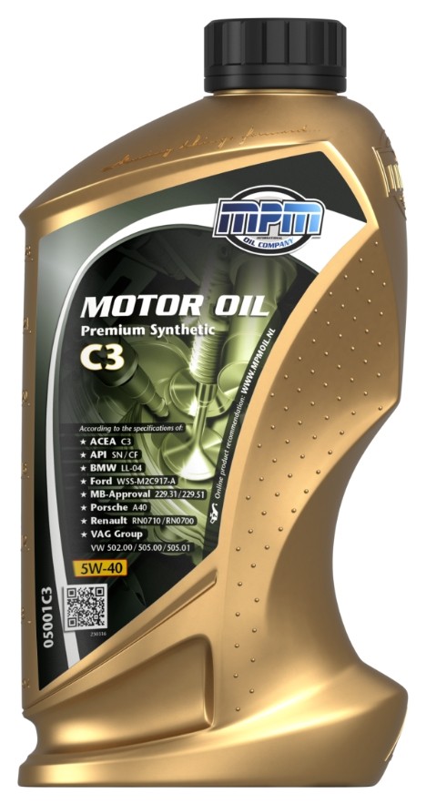 MPM PREMIUM SYNTHETIC, C3 05001C3 Engine oil 5W-40, 1l, Synthetic Oil