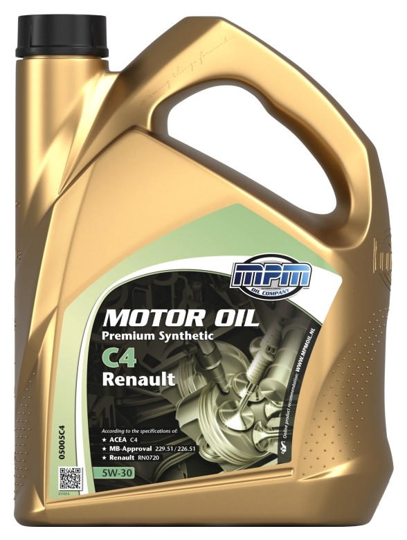 Buy Motor oil MPM petrol 05005C4 C4 Renault, PREMIUM SYNTHETIC 5W-30, 5l, Full Synthetic Oil