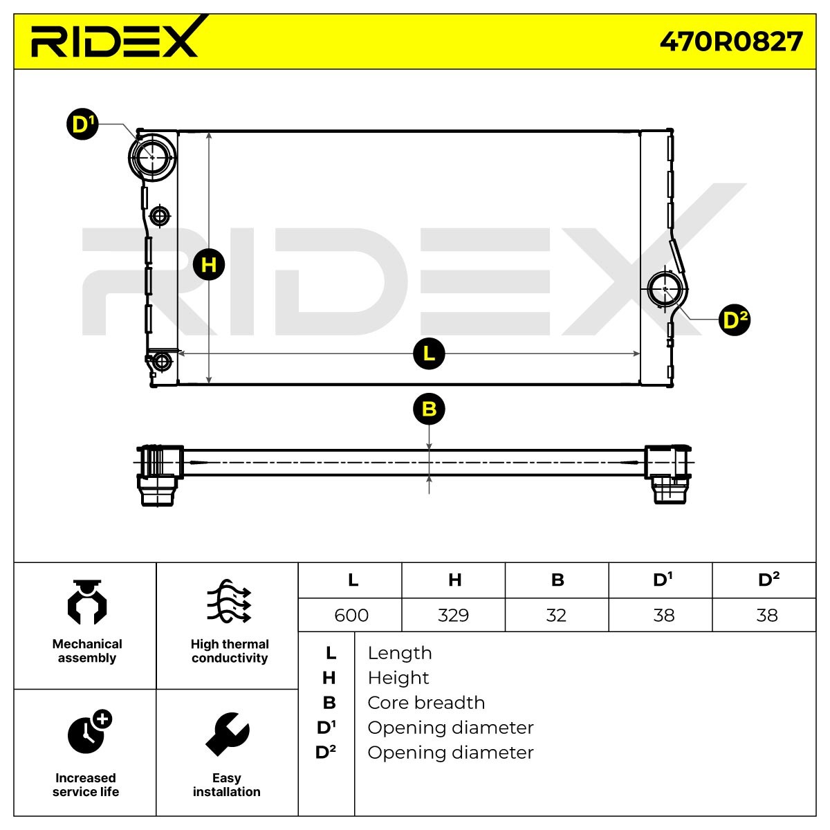 OEM-quality RIDEX 470R0827 Engine radiator