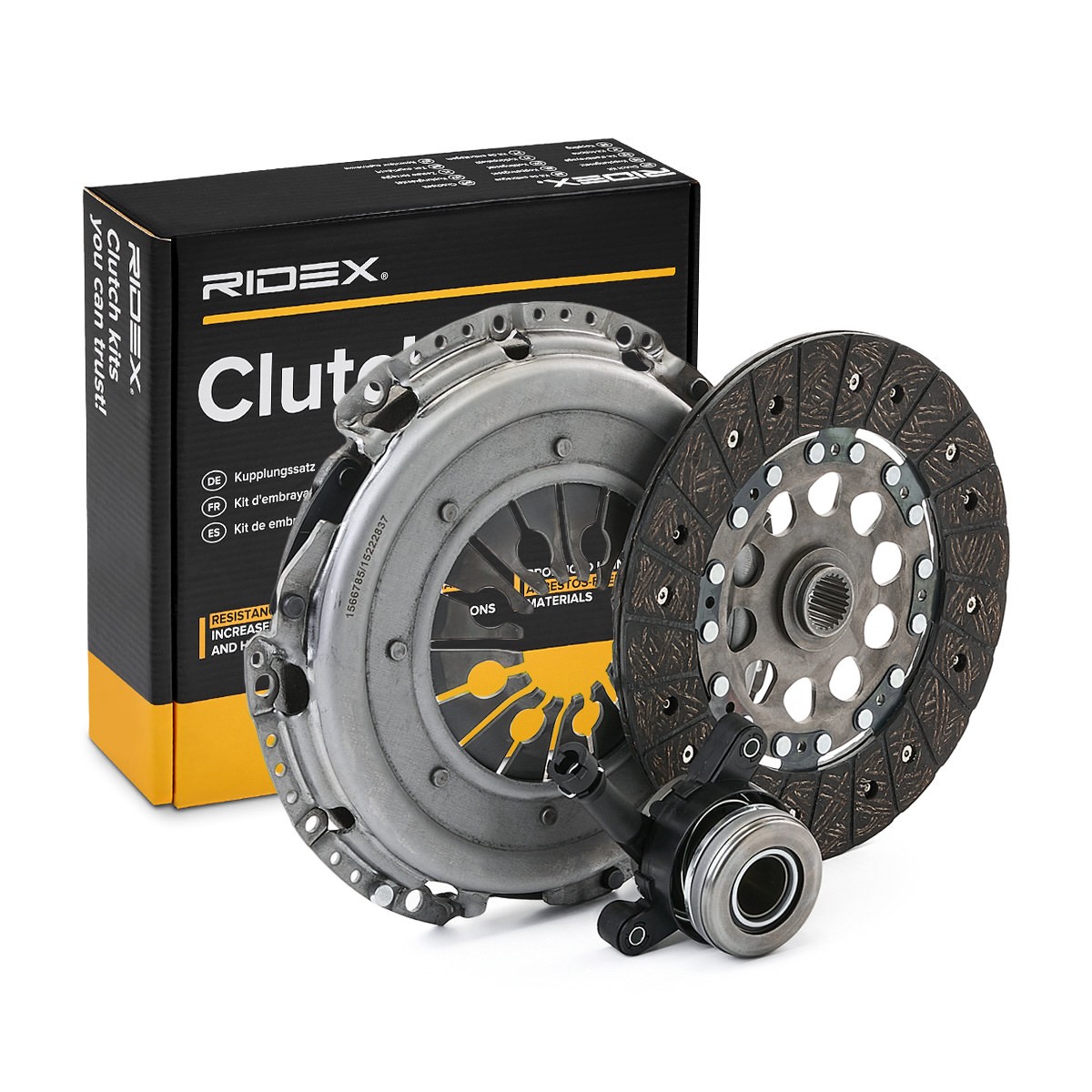 RIDEX 479C0387 Clutch kit with clutch pressure plate, with central slave cylinder, with clutch disc, 240mm