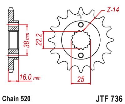 JTSPROCKETS Chain Pinion JTF736.16