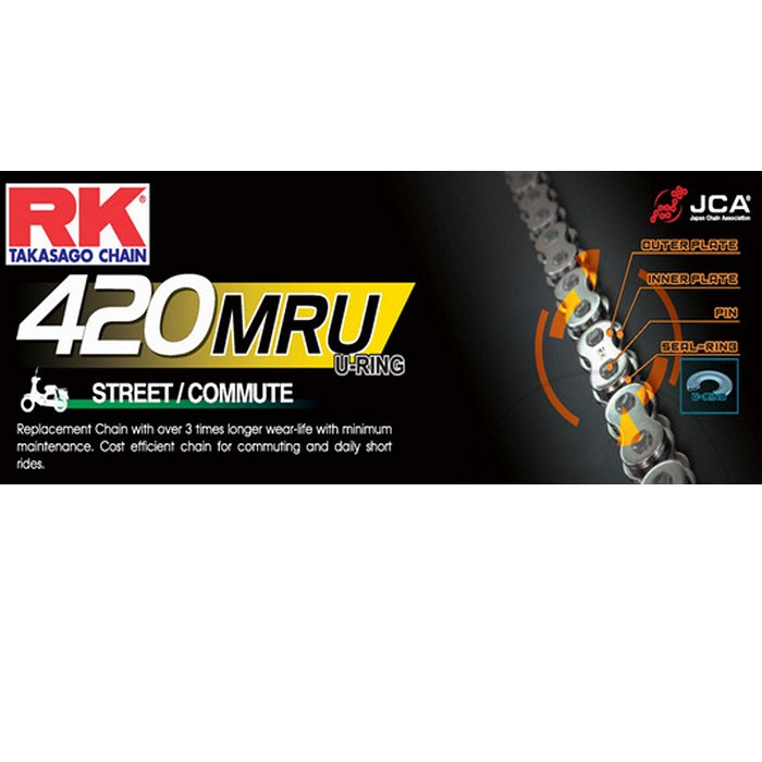 YAMAHA SRX Kette 420, Kette offen, mit Kettenschloss RK MRU 420MRU-104
