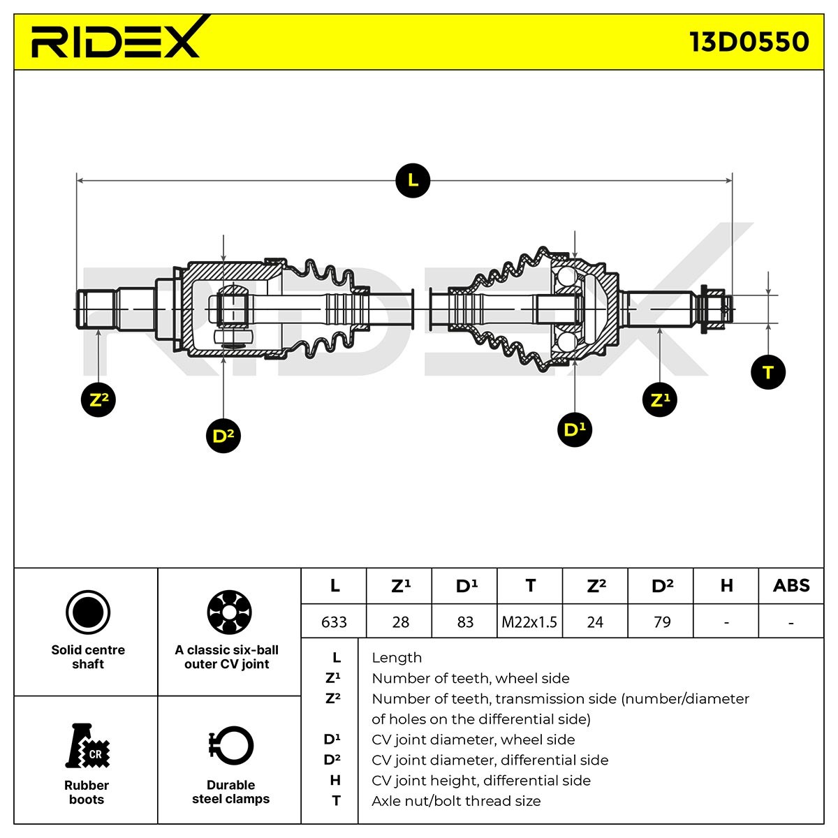 RIDEX CV axle 13D0550 buy online