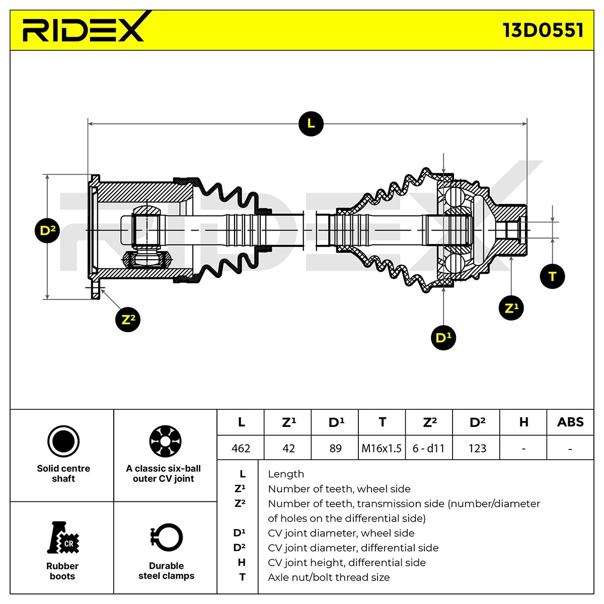 RIDEX CV axle 13D0551 buy online