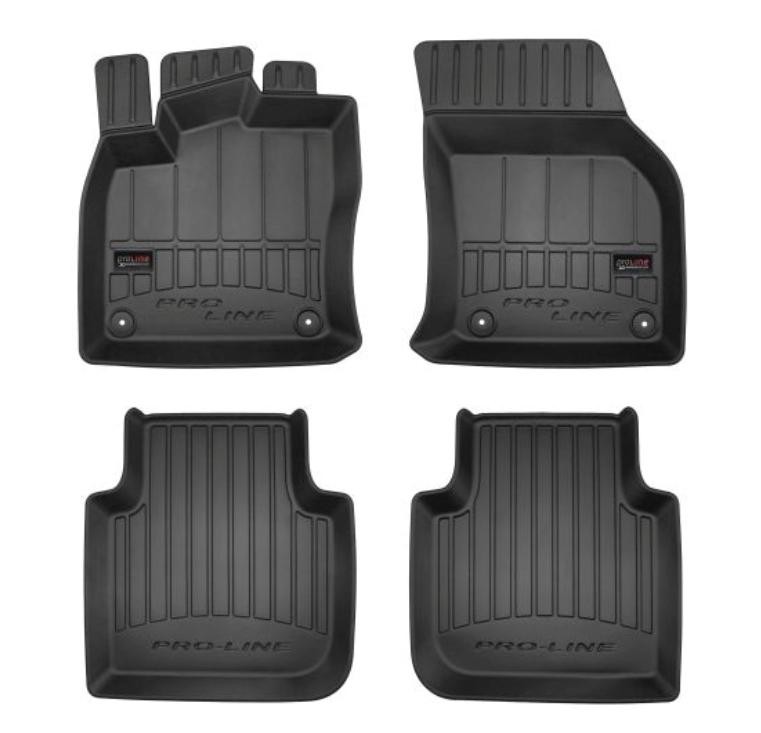 3D407275 FROGUM Floor mats SKODA Rubber, Front and Rear, Quantity: 4, black, Tailored