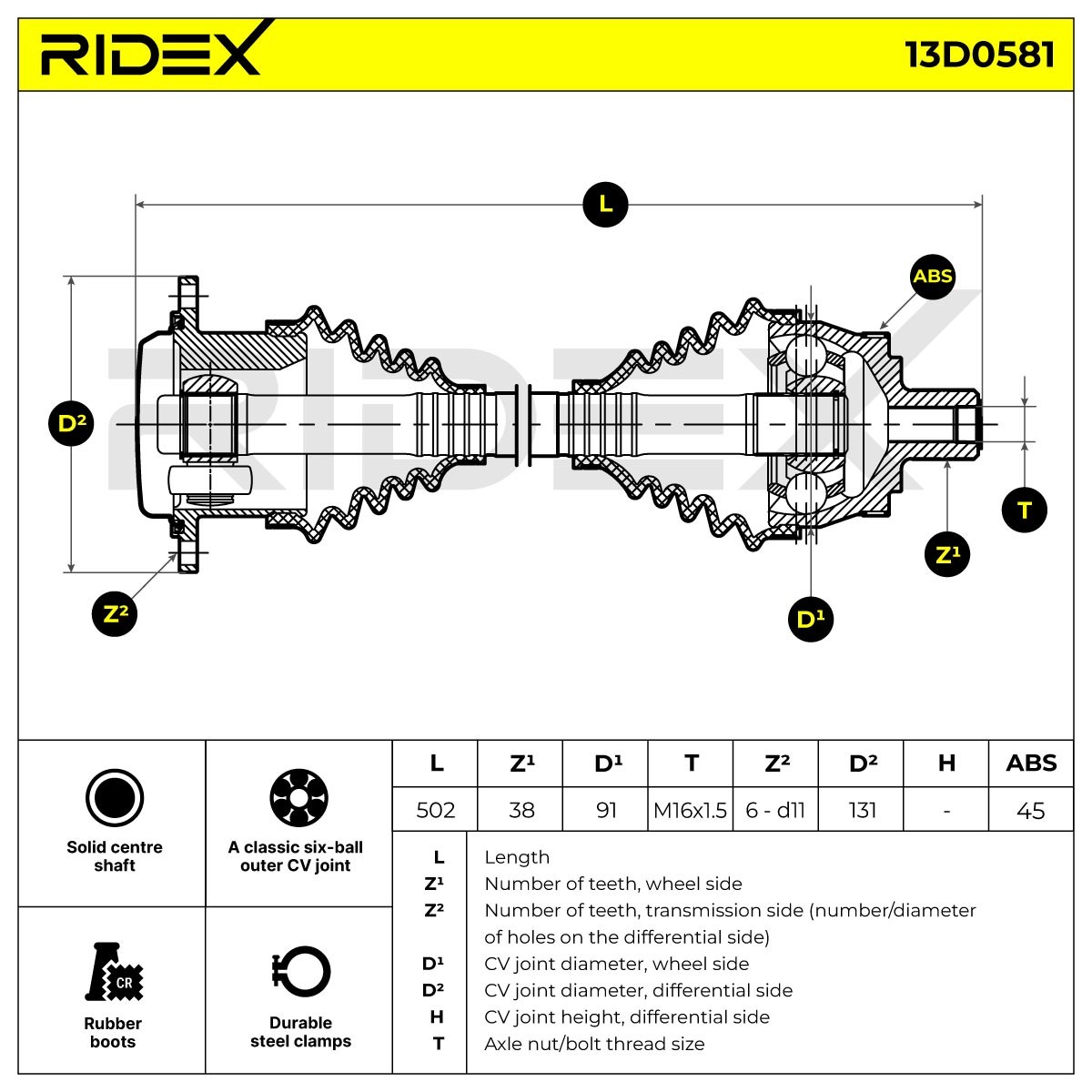 RIDEX CV axle 13D0581 buy online