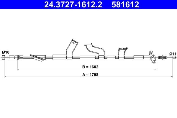 ATE Hand brake cable 24.3727-1612.2 Honda CR-V 2013