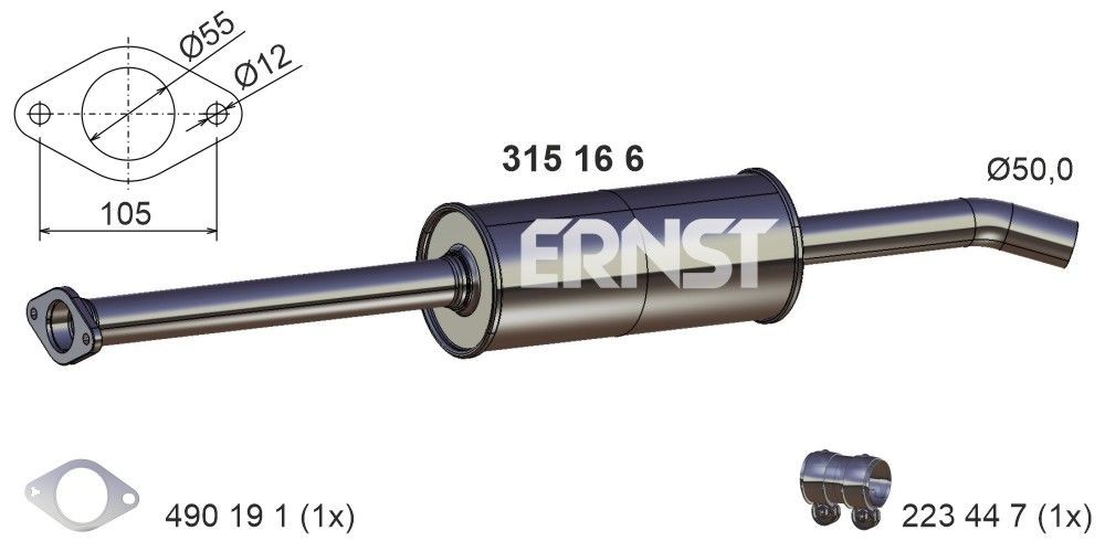 Front silencer ERNST - 315166