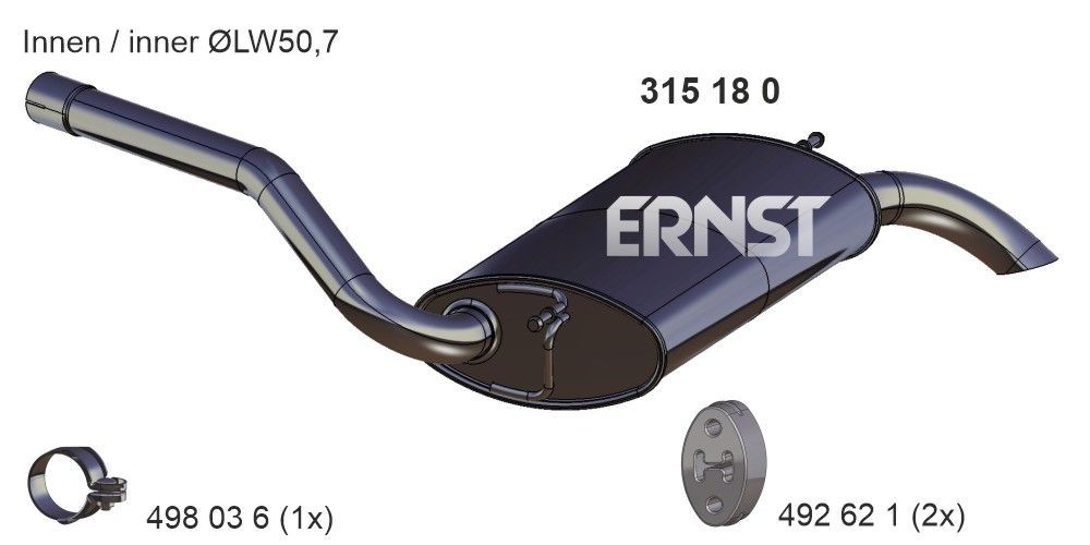 ERNST Length: 980mm Length: 980mm Muffler 315180 buy