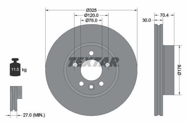 TEXTAR Brake disc 92305905 Volkswagen CRAFTER 2021