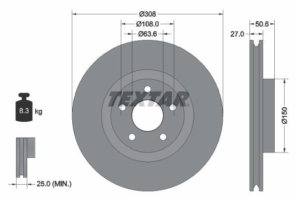 TEXTAR 92306703 Brake discs FORD Kuga Mk3