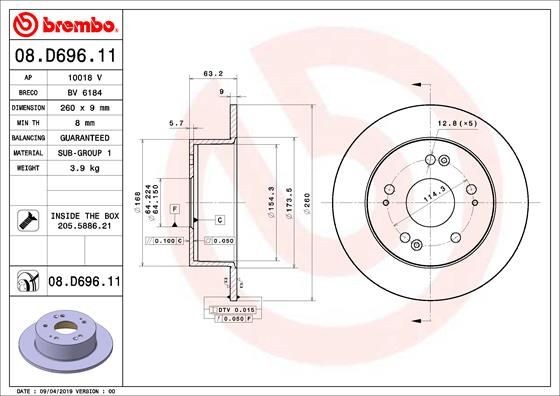 BREMBO Performance brake discs Honda DC5 new 08.D696.11