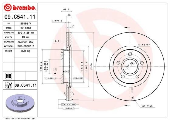 Ford TRANSIT CONNECT Brake disc BREMBO 09.C541.11 cheap