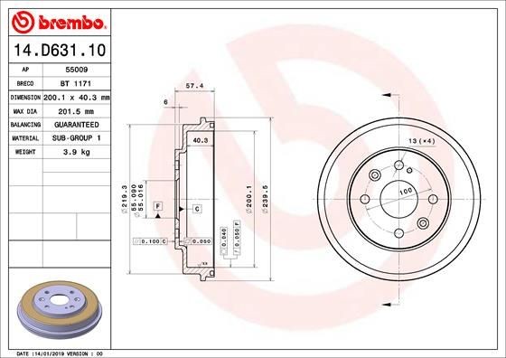 BREMBO 14.D631.10 Brake disc DN2026251
