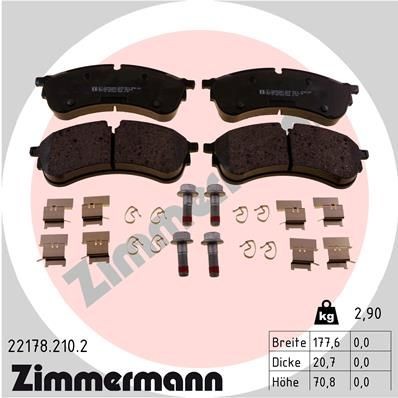 ZIMMERMANN 22178.210.2 Brake pad set prepared for wear indicator, with bolts/screws, Photo corresponds to scope of supply, with sliding plate