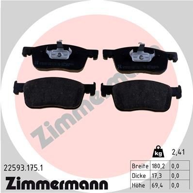 Original 22593.175.1 ZIMMERMANN Brake pad set FIAT