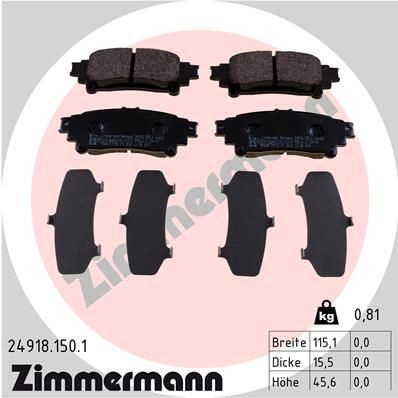 ZIMMERMANN Brake pad set 24918.150.1 Lexus GS 2018
