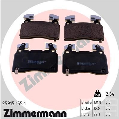 25915 ZIMMERMANN with acoustic wear warning, Photo corresponds to scope of supply Height: 97mm, Width: 132mm, Thickness: 16mm Brake pads 25915.155.1 buy