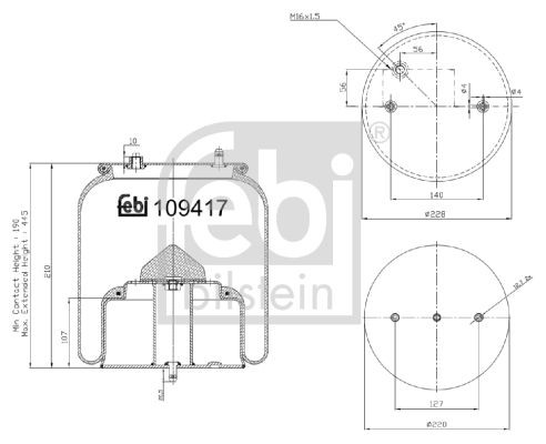 FEBI BILSTEIN 109417 Federbalg, Luftfederung für SCANIA 2 - series LKW in Original Qualität