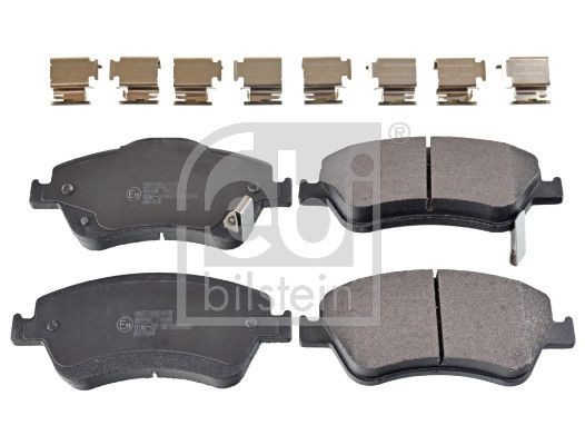 FEBI BILSTEIN 116296 Brake pad set Front Axle, with acoustic wear warning, with attachment material