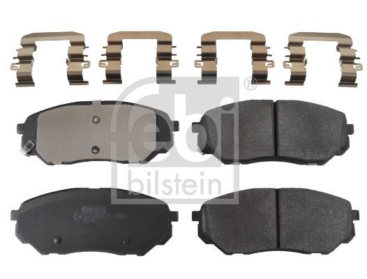 FEBI BILSTEIN 116358 Brake pad set Front Axle, with acoustic wear warning, with anti-squeak plate
