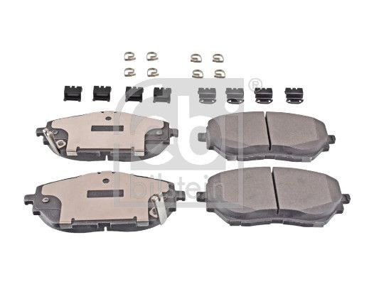 FEBI BILSTEIN 116400 Brake pad set Front Axle, with acoustic wear warning, with anti-squeak plate, with fastening material