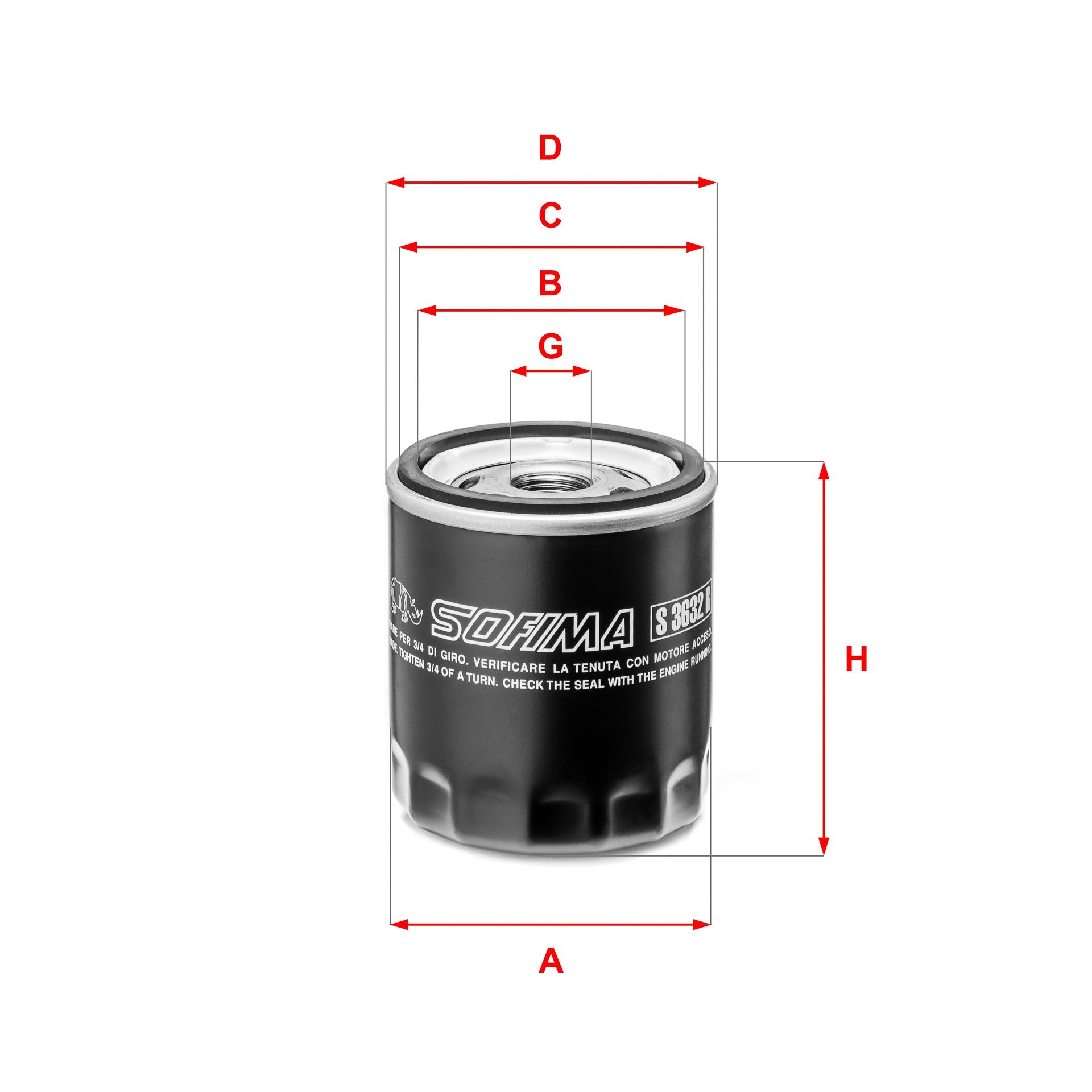 SOFIMA S 3632 R Oil filter 3/4-16 UNF, Spin-on Filter