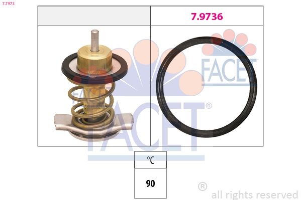 Coolant thermostat FACET Opening Temperature: 90°C, without housing - 7.7973