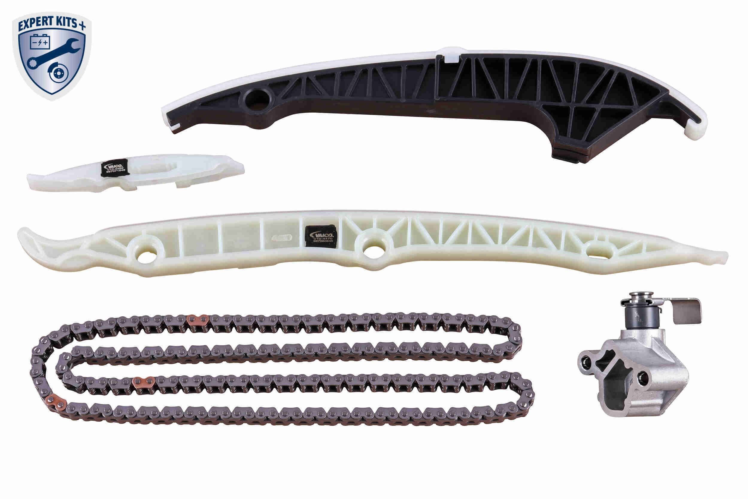 VAICO V10-10023-BEK Timing chain kit with slide rails, with chain tensioner, Silent Chain, Closed chain