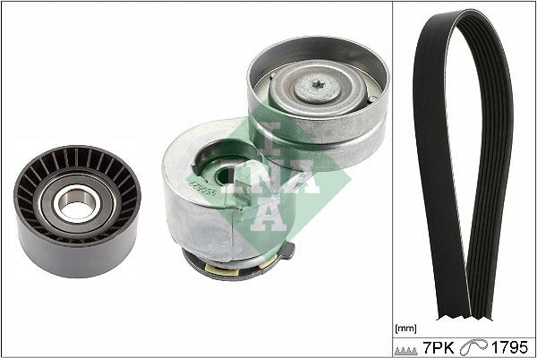 INA Check alternator freewheel clutch & replace if necessary Length: 1795mm, Number of ribs: 7 Serpentine belt kit 529 0412 10 buy