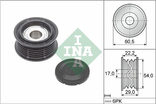 Original INA Idler pulley 532 0854 10 for AUDI A6