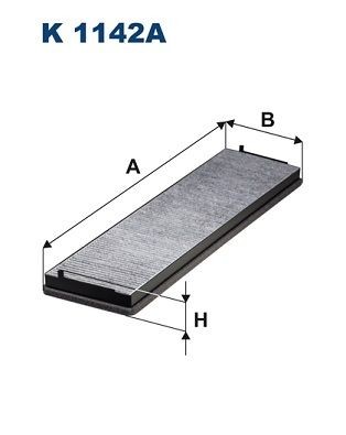 FILTRON Activated Carbon Filter, 581 mm x 164 mm x 47,5 mm Width: 164mm, Height: 47,5mm, Length: 581mm Cabin filter K 1142A buy