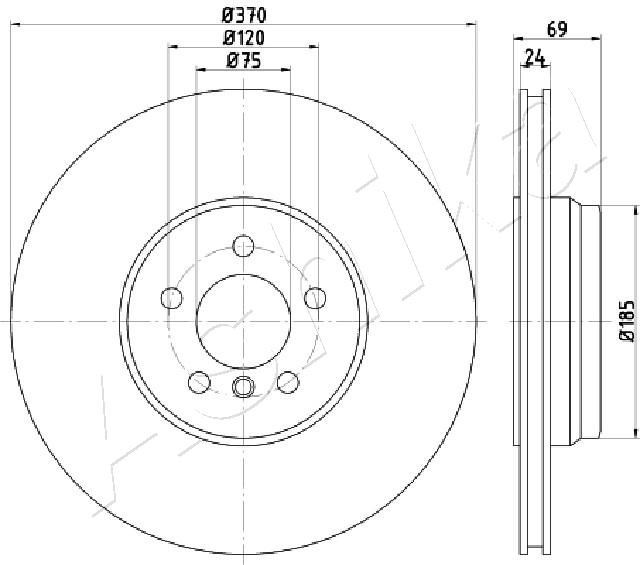 Original ASHIKA Disc brake set 61-00-0125 for BMW 5 Series