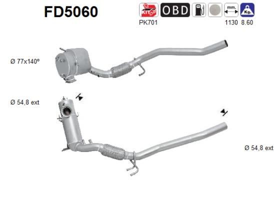 AS FD5060 Diesel particulate filter Seat León Mk2 2.0 TDI 16V 140 hp Diesel 2009 price