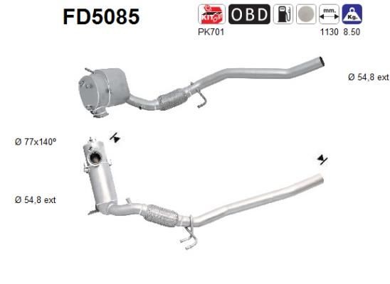 AS FD5085 Original SKODA OCTAVIA 2020 DPF-Filter Euro4/Euro5, Cordierit