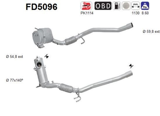 AS FD5096 Diesel particulate filter 1K0254707QX