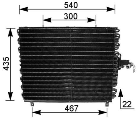 MAHLE ORIGINAL AC 166 000S Air conditioning condenser without dryer, 540mm