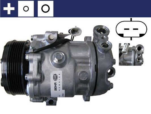 MAHLE ORIGINAL ACP 83 000S Air conditioning compressor SD6V12, 12V, PAG 46, R 134a, with seal ring