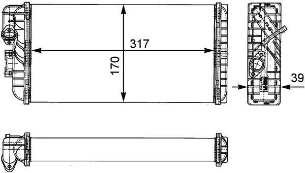 MAHLE ORIGINAL Heat exchanger AH 124 000P suitable for MERCEDES-BENZ T2, VARIO